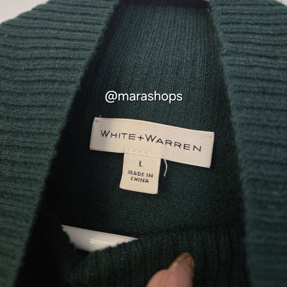 White + Warren Green Turtleneck Tunic Sweater - Picture 4 of 6